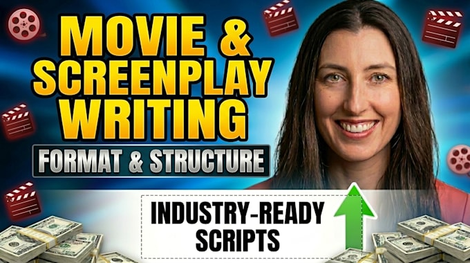 write screenplay, movie script, screenwriting and video script writing