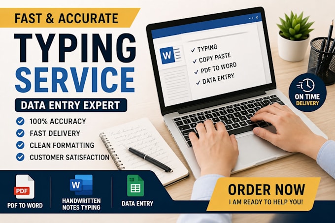 do fast and accurate typing, data entry and document conversion
