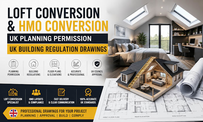 do loft conversion and hmo conversion for UK planning permission UK building reg
