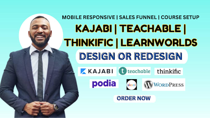 design kajabi thinkific teachable course website, learnworld membership website