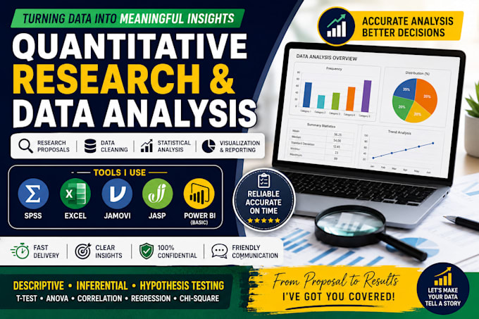 do quantitative research, data analysis, visualization and statistical reporting
