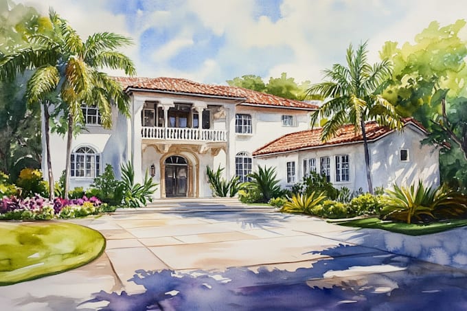 make watercolor house portrait