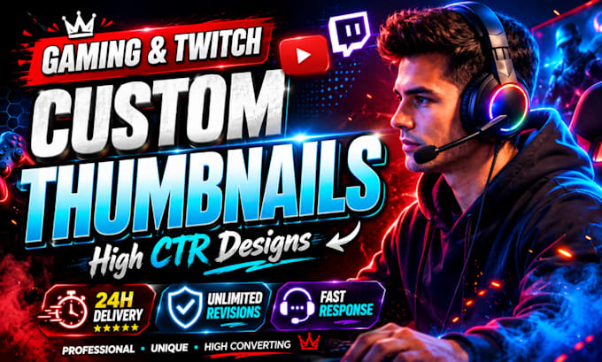 design high CTR gaming, twitch thumbnails with a free channel audit