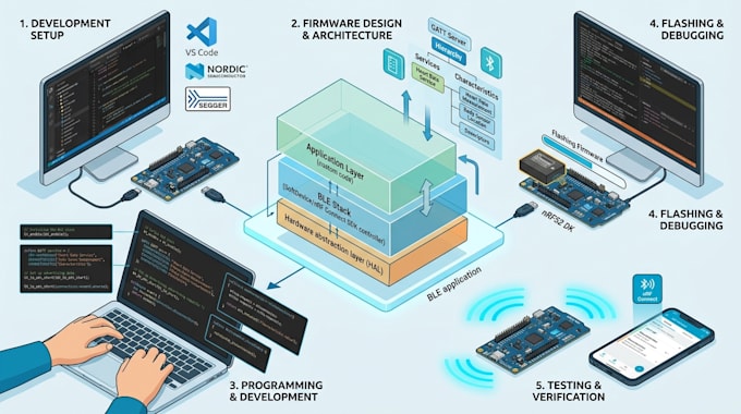 design and program nrf52 bluetooth low energy ble firmware development