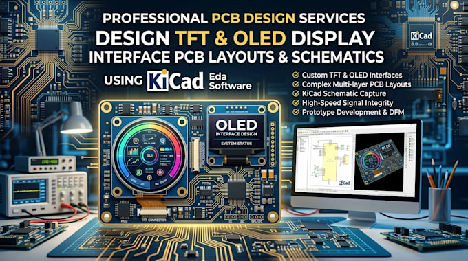 design tft and oled display interface pcb layouts and schematics using kicad