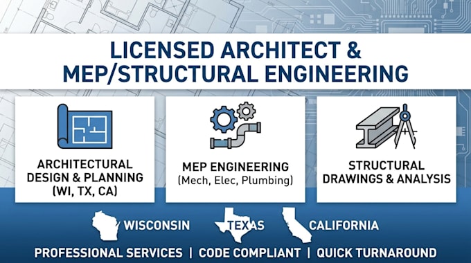 Mep engineer license architect, structural drawing in wisconsin texas ...