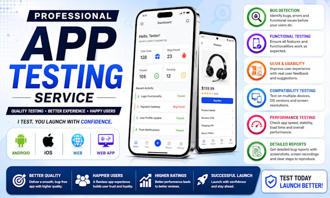 provide 12 google play app testers, aipha andriod ios app QA review testing