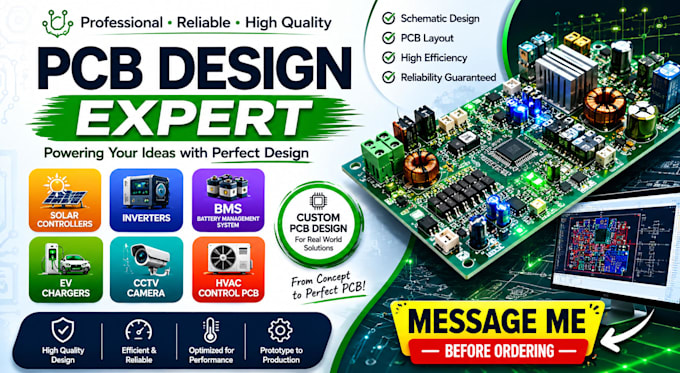 design solar controller inverter bms ev charger cctv camera hvac control pcb