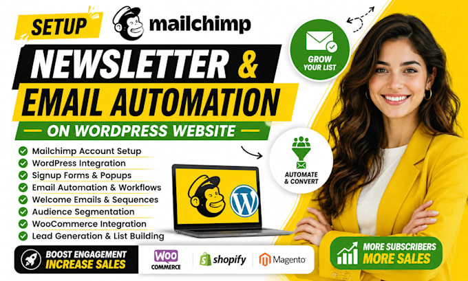 setup mailchimp  newsletter with wordpress wix shopify