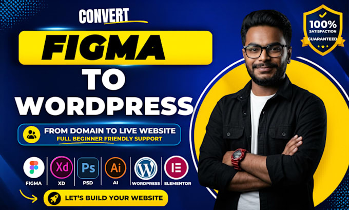 convert figma, PSD, xd, sketch to wordpress using elementor pro