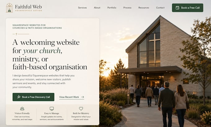 create a squarespace website for your church or faith based organisation