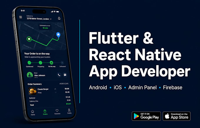 flutter react native android ios food delivery taxi booking ride hailing app
