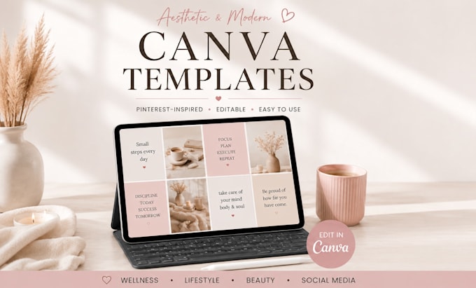 design a feminine self care planner in canva