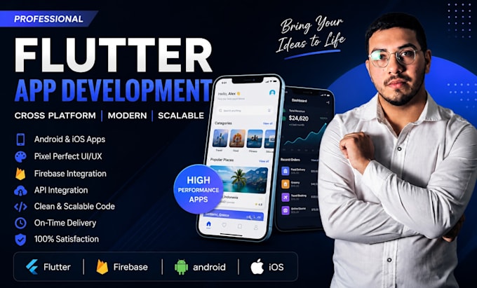 develop cross platform mobile app, flutter mobile  app developer