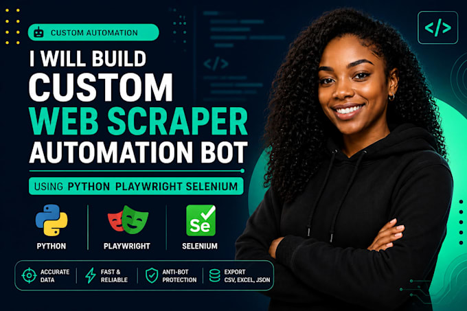 build custom web scraper automation bot using python playwright selenium