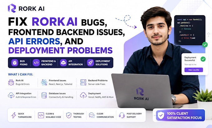 fix rork ai bugs, frontend backend issues, API errors, and deployment problems