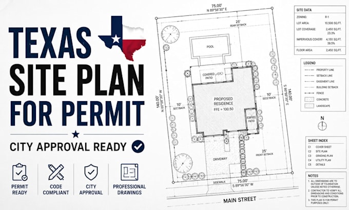 draw texas site plan for city permit and approval
