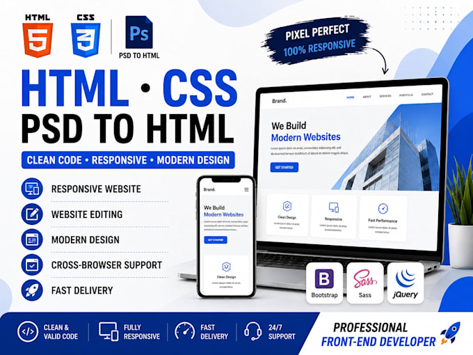 do HTML CSS web programming, website editing, and PSD to HTML conversion