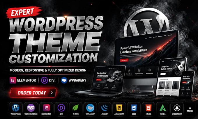 customize wordpress theme and design elementor woocommerce website
