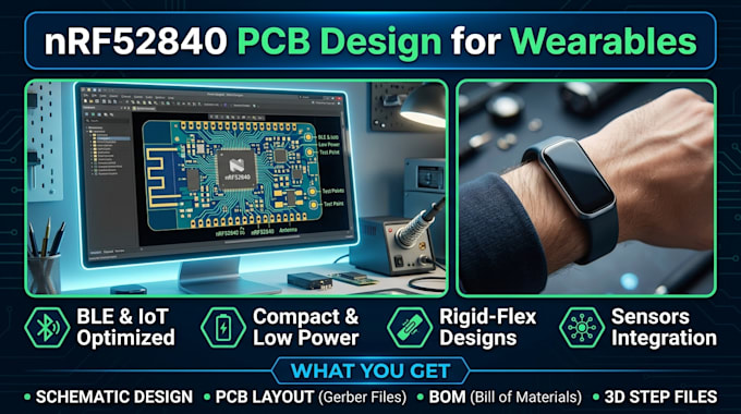 develop custom nrf52840 pcb for wearable and iot smart patch devices
