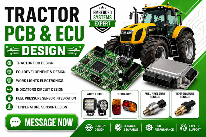 design tractor pcb ecu work lights indicators fuel  pressure temperature sensor