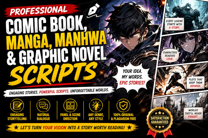 write your comic book script manga script manhwa or graphic novel script