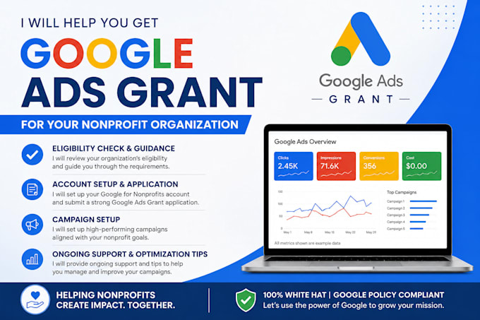 manage google ads grant setup and optimization for non profits