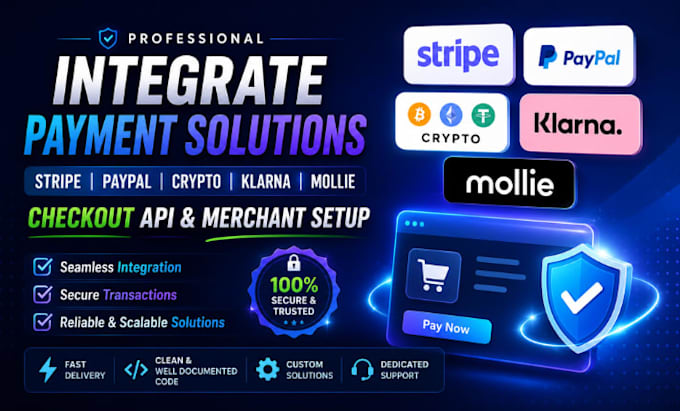 integrate stripe paypal crypto klarna mollie checkout API merchant payment setup