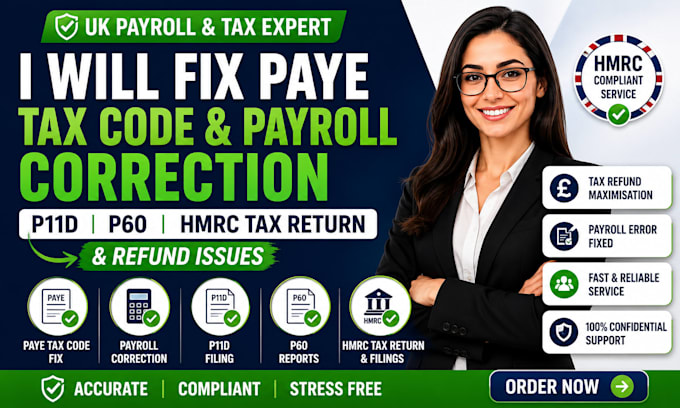 fix paye tax code payroll correction p11d p60 hmrc tax return and refund issues