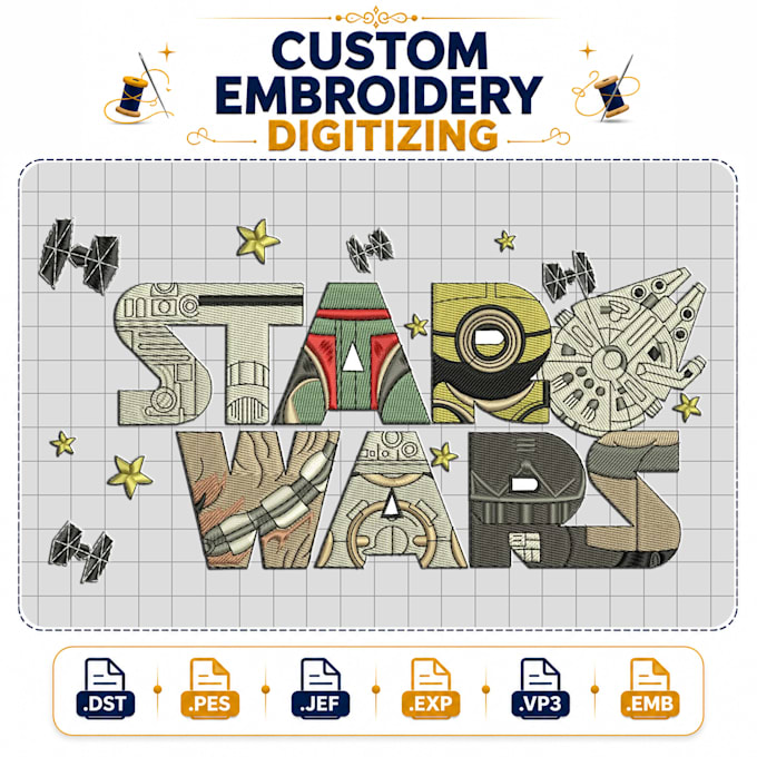 embroidery digitizing, logo digitizing, dst, pes, 3d puff
