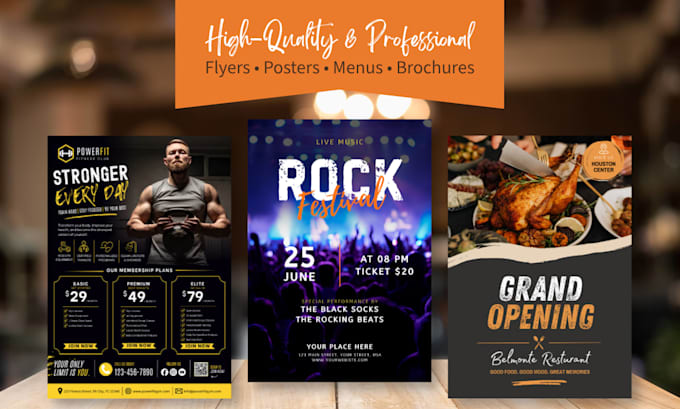 design a flyer, postcard and brochure