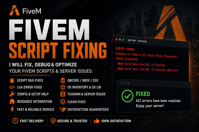 fix fivem qbcore qbox esx lua script errors and bugs