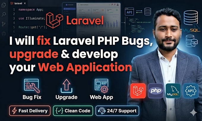 fix PHP laravel bugs upgrade and develop web application