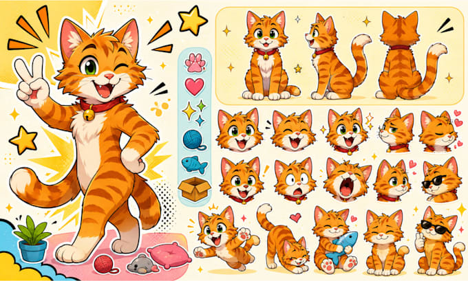 create cartoon sticker, unique sticker pack, digital chibi character pack