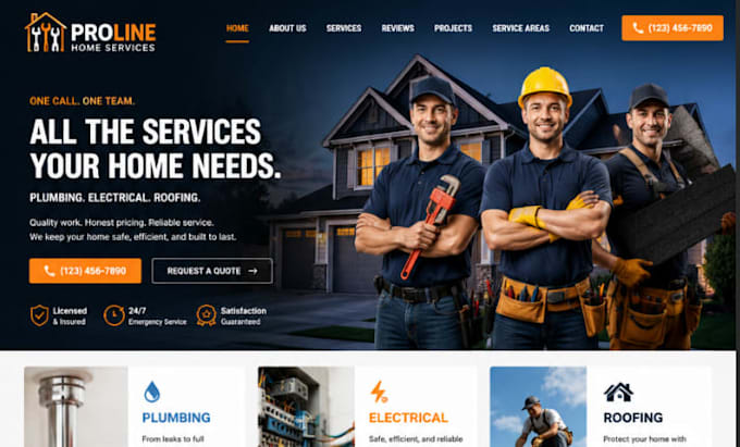 design squarespace plumbing contractor website electrical website roofing site