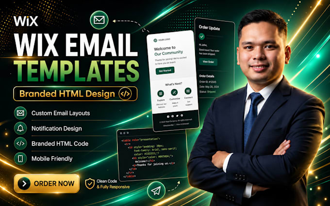 design wix custom email template notification layout branded html code