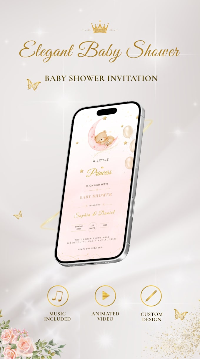 create luxury baby shower invitation video