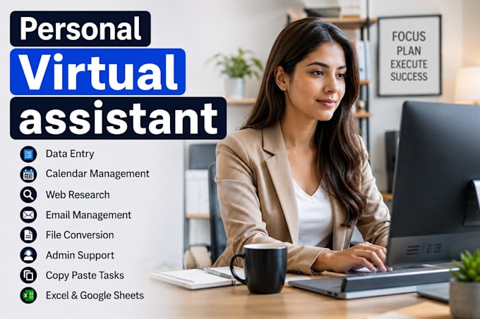 personal virtual assistant admin data entry calendar manager web research adhd