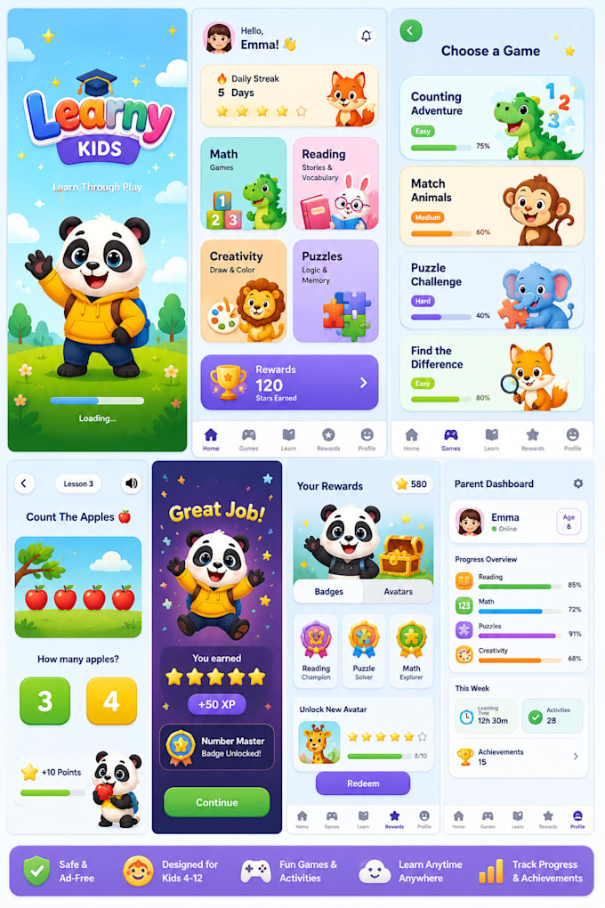 craft kids educational app with games and animation
