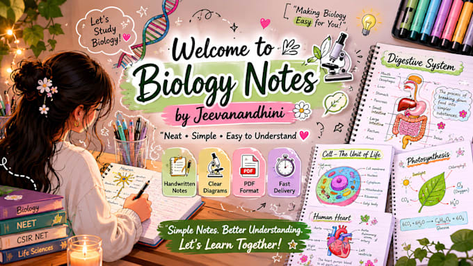 create handwritten biology notes in PDF