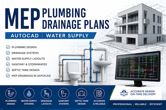 create mep plumbing drainage plans autocad water supply