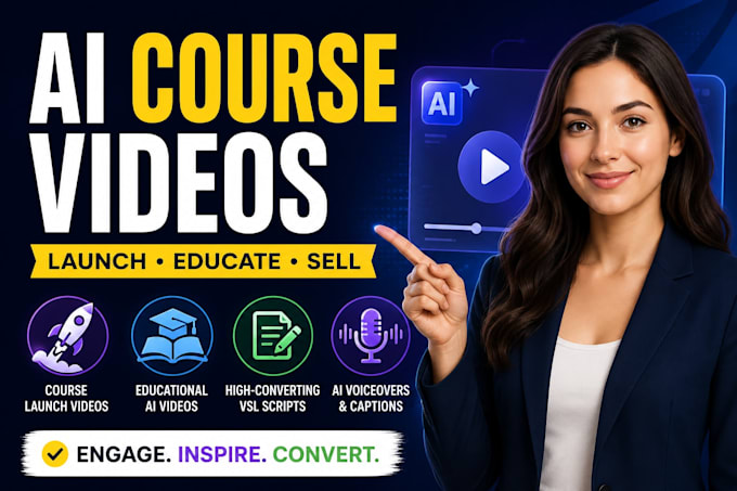 create course launch ai videos, educational ai videos, vsl script