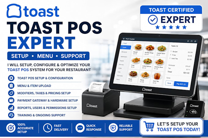 do toast pos setup menu upload and restaurant pos support