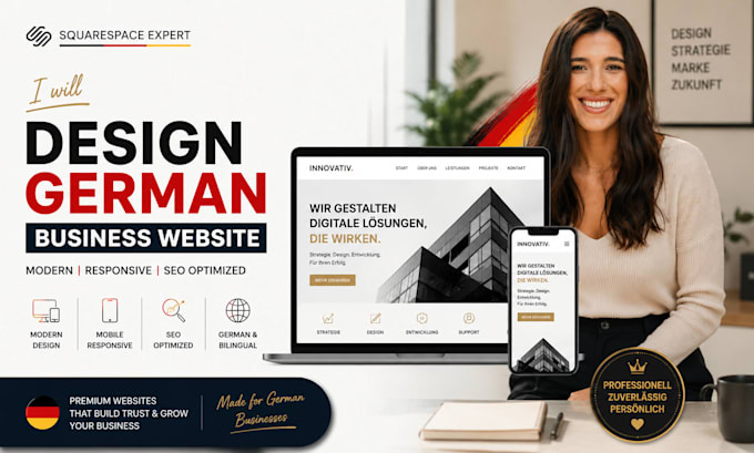 design modern german squarespace website redesign bilingual website development