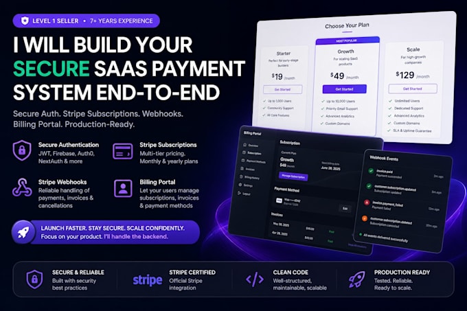 integrate stripe subscriptions and secure authentication into your app