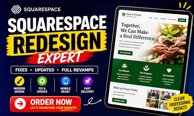redesign, revamp and fix your squarespace website