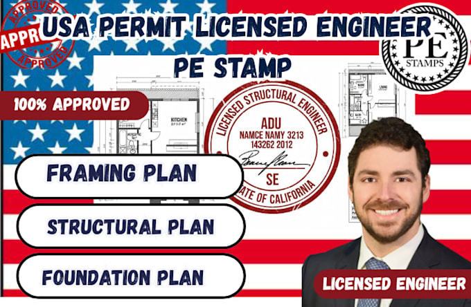 licensed structural engineer do floor, framing foundation, roof plan city permit