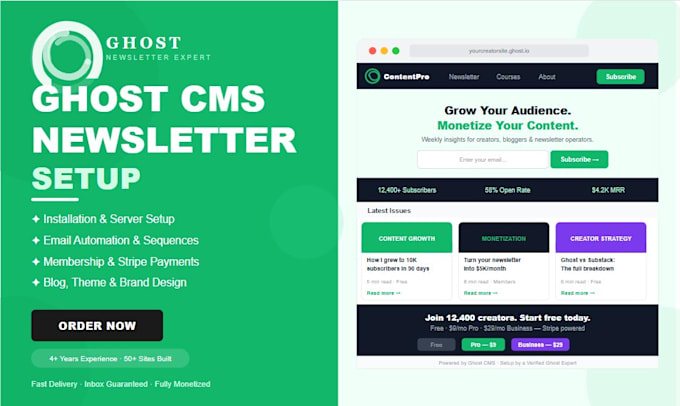 ghost newsletter ghost cms ghost theme website setup ghost blog email automation