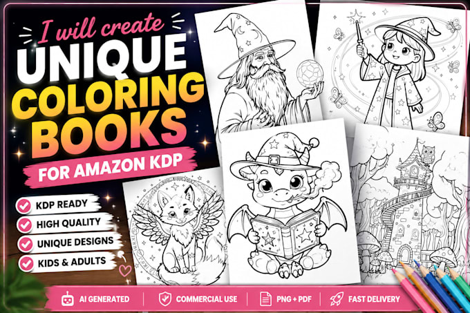 create a unique coloring book for amazon KDP