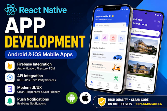 develop react native mobile app for android and ios